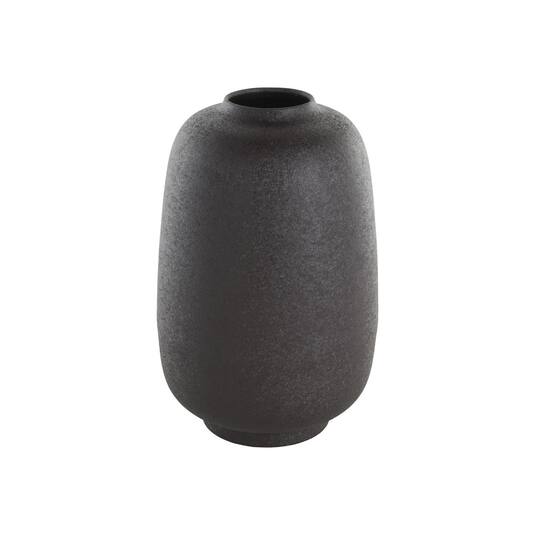 12" Black Textured Rounded Metal Vase
